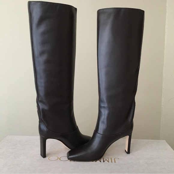 Jimmy Choo MAHESA 85 Square Heel Knee Hight Dark Brown Calf Leather Wome… - Picture 8 of 16